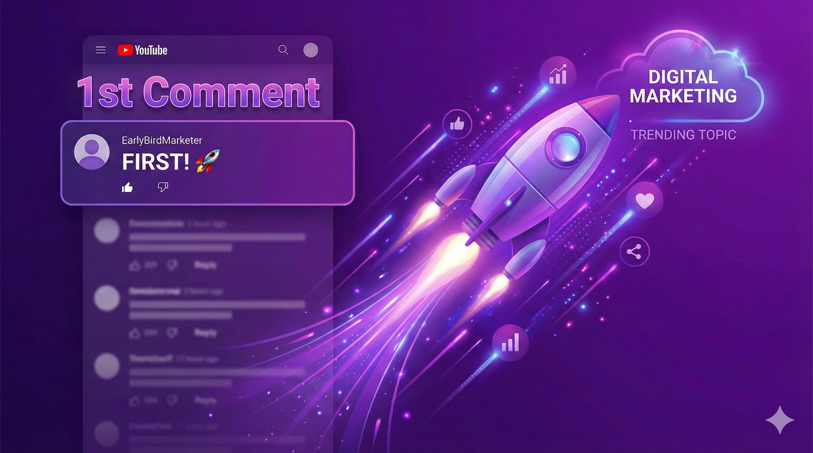 Rocket launching representing first comment advantage on YouTube